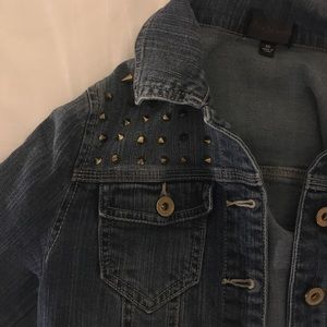 Slightly Cropped Jean Jacket with Studs
